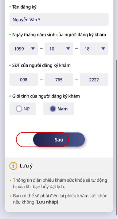 ĐIỀN PHIẾU KHÁM SỨC KHỎE TRỰC TUYẾN TRÊN ĐIỆN THOẠI