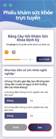 ĐIỀN PHIẾU KHÁM SỨC KHỎE TRỰC TUYẾN TRÊN ĐIỆN THOẠI